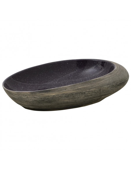 Lavabo da Appoggio Viola e Grigio Ovale 59x40x14 cm Ceramica