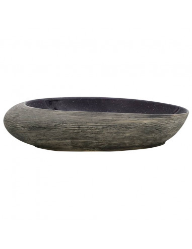 Lavabo da Appoggio Viola e Grigio Ovale 59x40x14 cm Ceramica
