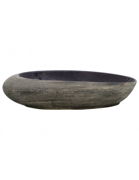 Lavabo da Appoggio Viola e Grigio Ovale 59x40x14 cm Ceramica