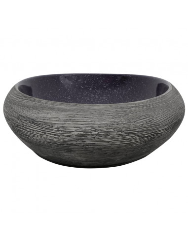Lavabo da Appoggio Viola e Grigio Ovale 59x40x14 cm Ceramica