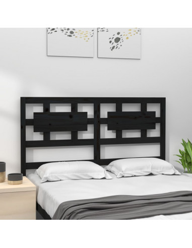 Testiera per Letto Nera 125,5x4x100cm in Legno Massello di Pino