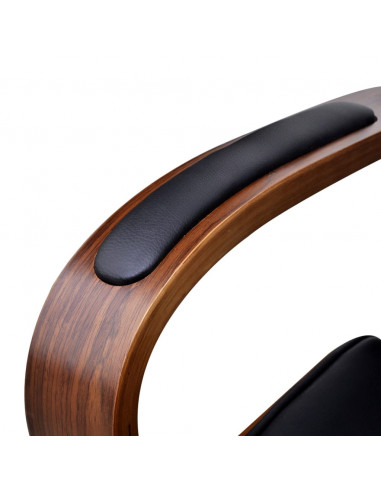 Sedia da Ufficio Girevole in Legno Similpelle con Poggiatesta