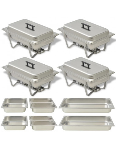 Set 4 pz Teglie Scaldavivande in Acciaio Inossidabile