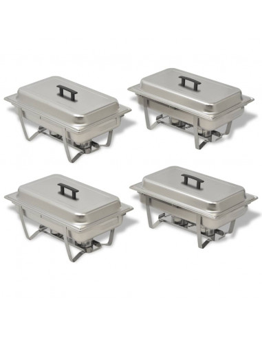 Set 4 pz Teglie Scaldavivande in Acciaio Inossidabile