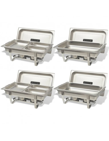 Set 4 pz Teglie Scaldavivande in Acciaio Inossidabile