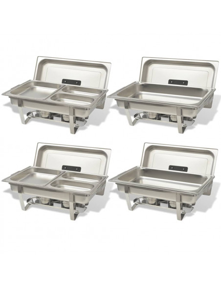 Set 4 pz Teglie Scaldavivande in Acciaio Inossidabile