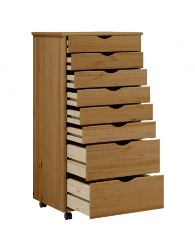 Armadietto Rotante con Cassetti MOSS Miele Legno Massello Pino