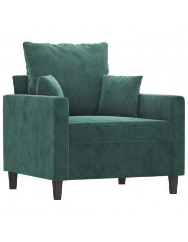 Set di Divani 4 pz con Cuscini Verde scuro in Velluto