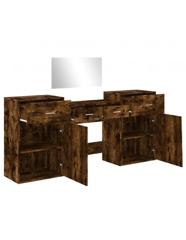 Set da Toeletta 4 pz Rovere Fumo in Legno Multistrato