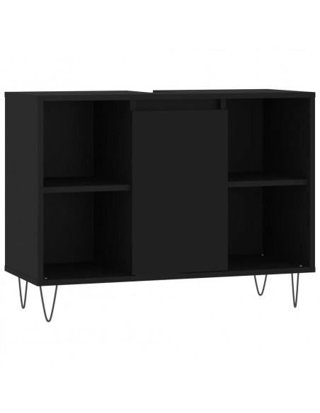 Set Mobili da Bagno 3 pz Nero in Legno Multistrato