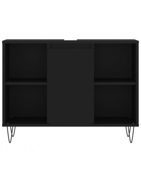 Set Mobili da Bagno 3 pz Nero in Legno Multistrato