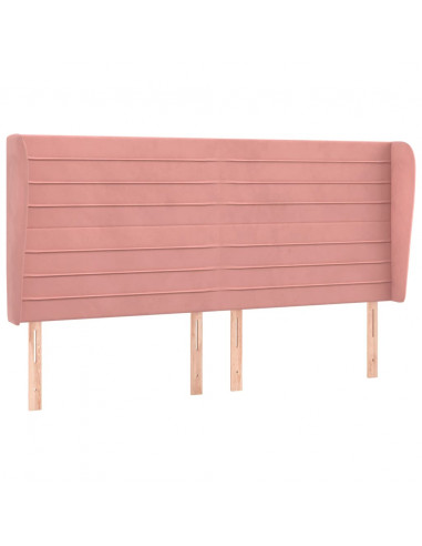 Testiera ad Orecchio Rosa 203x23x118/128 cm in Velluto