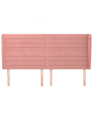 Testiera ad Orecchio Rosa 203x23x118/128 cm in Velluto