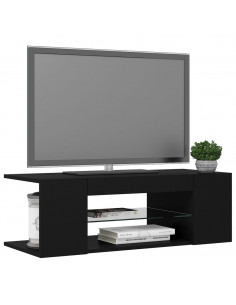 Mobile Porta TV con Luci LED Nero 90x39x30 cm 2