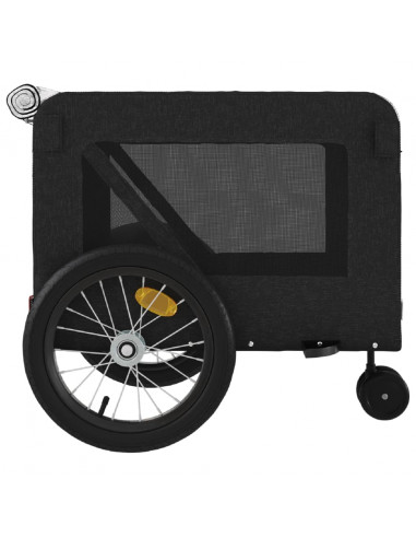 Rimorchio da Bici per Animali Nero Oxford e Ferro