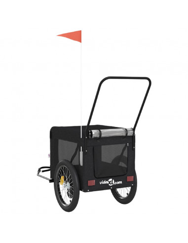 Rimorchio da Bici per Animali Nero Oxford e Ferro