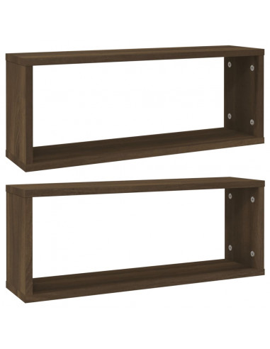 Mensole Cubo Muro 2pz Rovere Marrone 60x15x23 cm in Multistrato