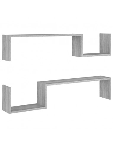 Scaffali da Parete 2 pz Grigio Sonoma 100x15x20 cm Multistrato