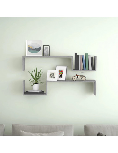 Scaffali da Parete 2 pz Grigio Sonoma 100x15x20 cm Multistrato