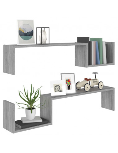 Scaffali da Parete 2 pz Grigio Sonoma 100x15x20 cm Multistrato
