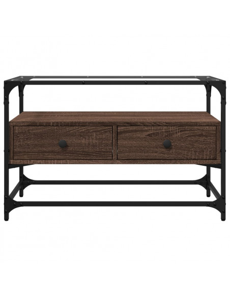 Mobile TV Piano Vetro Rovere Marrone 80x35x51 Legno Multistrato
