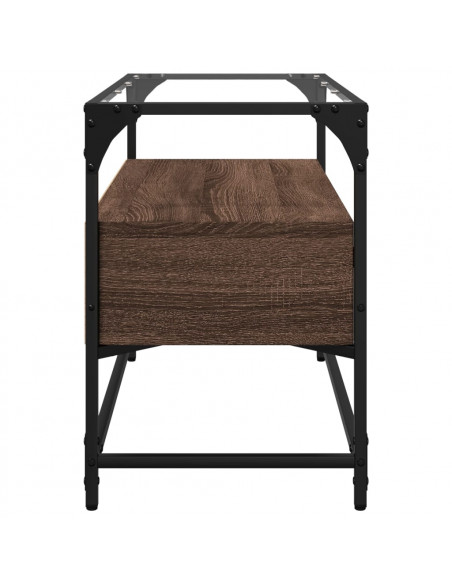 Mobile TV Piano Vetro Rovere Marrone 80x35x51 Legno Multistrato