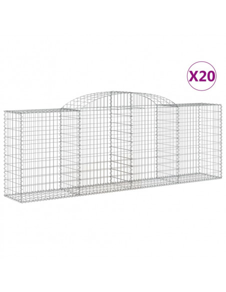 Cesti Gabbioni ad Arco 20 pz 300x50x100/120 cm Ferro Zincato