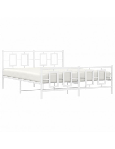Giroletto con Testiera e Pediera Metallo Bianco 150x200 cm
