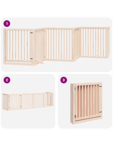 Cancello per Cani Pieghevole 6 Pannelli 480 cm Legno di Pioppo