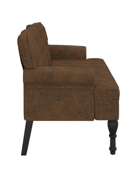 Panca con Schienale Marrone 119,5x64,5x75 cm in Scamosciato