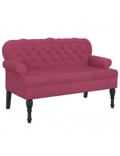 Panca con Schienale Rosso Vino 119,5x64,5x75 cm in Velluto 2