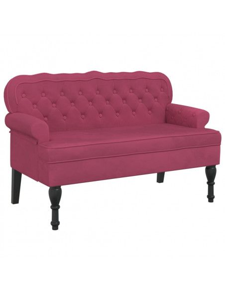 Panca con Schienale Rosso Vino 119,5x64,5x75 cm in Velluto