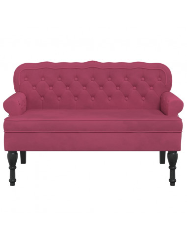 Panca con Schienale Rosso Vino 119,5x64,5x75 cm in Velluto
