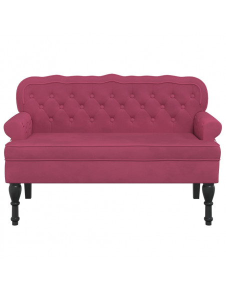 Panca con Schienale Rosso Vino 119,5x64,5x75 cm in Velluto