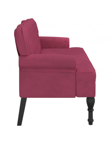 Panca con Schienale Rosso Vino 119,5x64,5x75 cm in Velluto