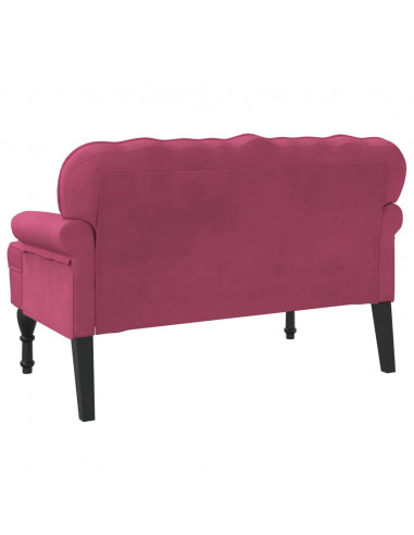 Panca con Schienale Rosso Vino 119,5x64,5x75 cm in Velluto