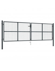 Cancello per Giardino in Acciaio Zincato Grigio 400x175 cm 2