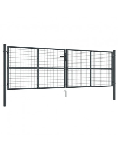 Cancello per Giardino in Acciaio Zincato Grigio 400x175 cm