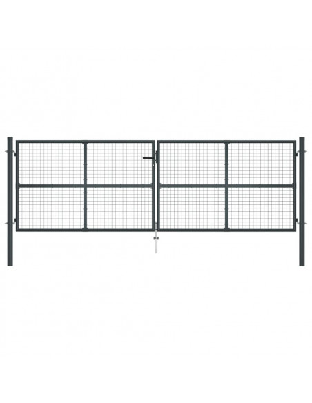 Cancello per Giardino in Acciaio Zincato Grigio 400x175 cm