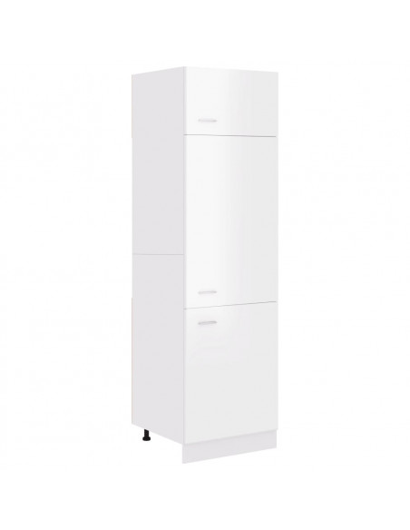 Mobile per Frigo Bianco Lucido 60x57x207 cm Legno Multistrato