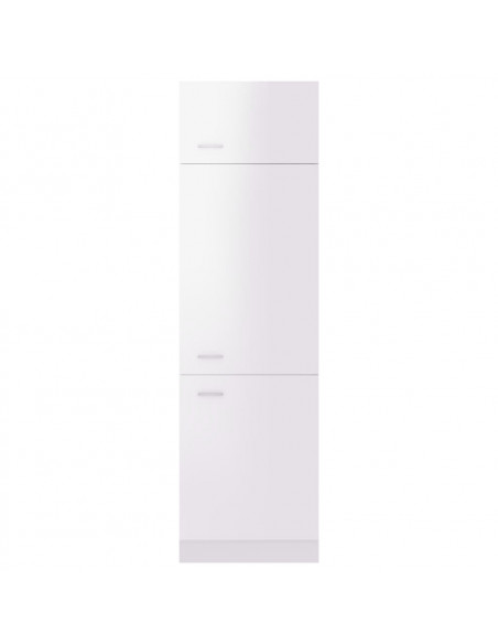 Mobile per Frigo Bianco Lucido 60x57x207 cm Legno Multistrato