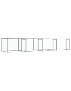 Gabbia per Cani con Porte Grigia 8x2x1,5 m in Acciaio Zincato 2