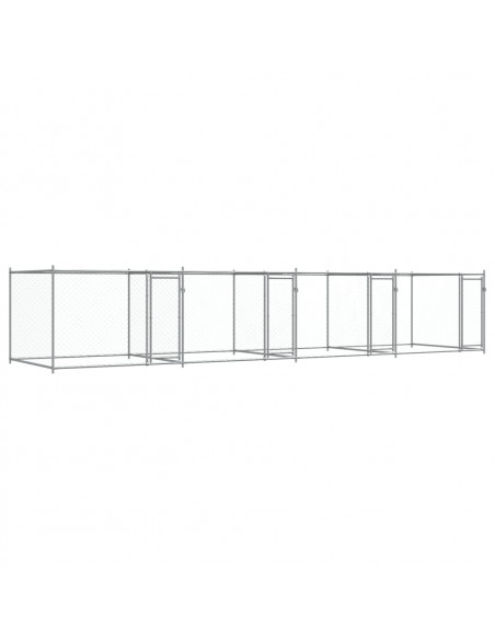Gabbia per Cani con Porte Grigia 8x2x1,5 m in Acciaio Zincato