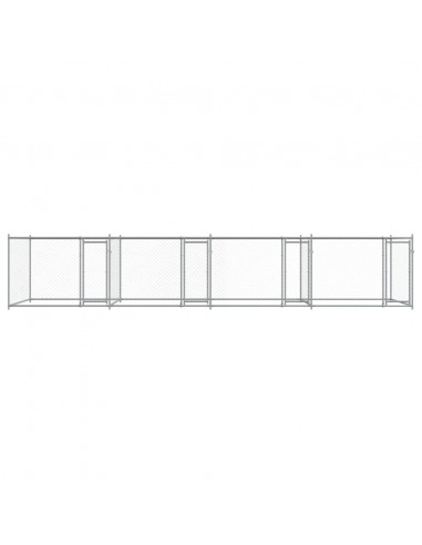 Gabbia per Cani con Porte Grigia 8x2x1,5 m in Acciaio Zincato