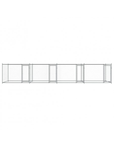 Gabbia per Cani con Porte Grigia 8x2x1,5 m in Acciaio Zincato