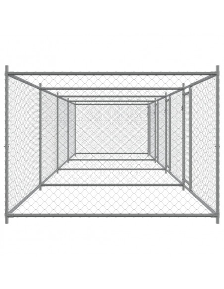 Gabbia per Cani con Porte Grigia 8x2x1,5 m in Acciaio Zincato