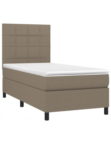 Letto a Molle con Materasso e LED Tortora 80x200 cm in Tessuto