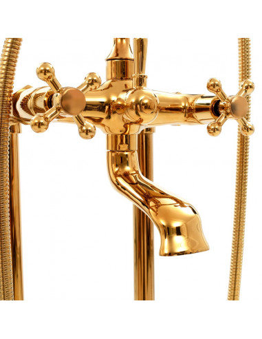 Rubinetteria a Colonna per Vasca Bagno Acciaio Inox 99,5cm Oro