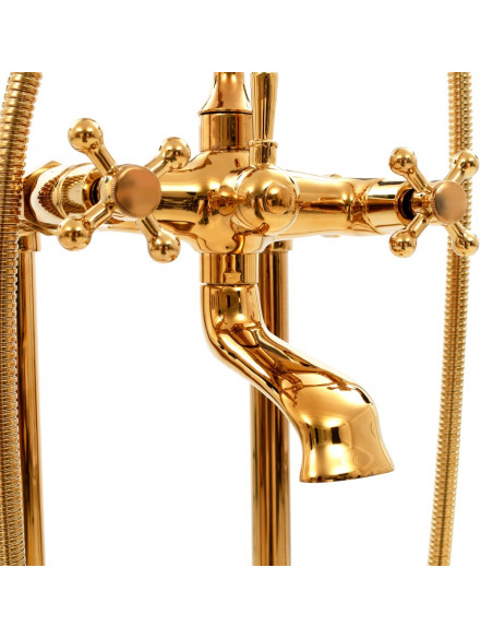 Rubinetteria a Colonna per Vasca Bagno Acciaio Inox 99,5cm Oro