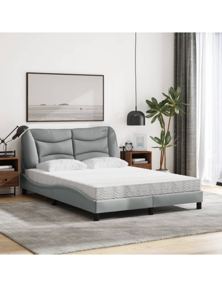 Letto con Materasso Grigio Chiaro 140x200cm Tessuto
